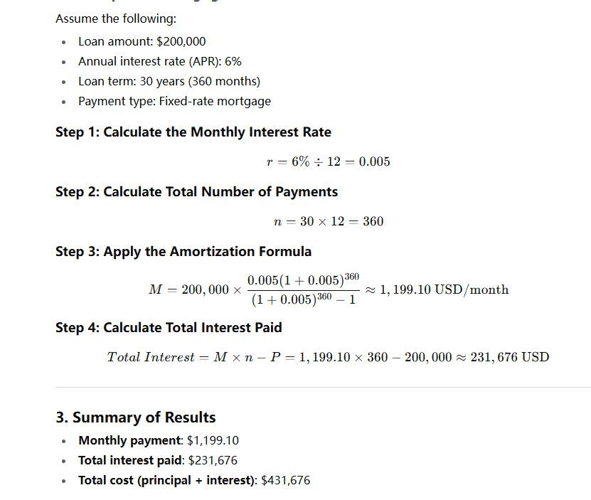 Example of Mortgage Interest Calculation