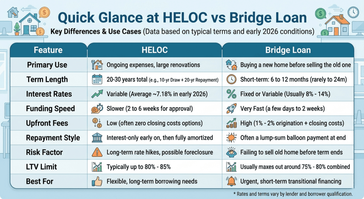 What is the Difference between a HELOC and a Bridge Loan?