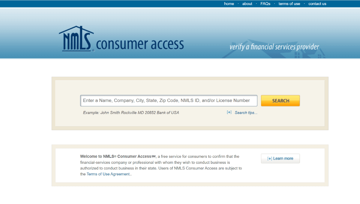 NMLS Customer Access HomePage