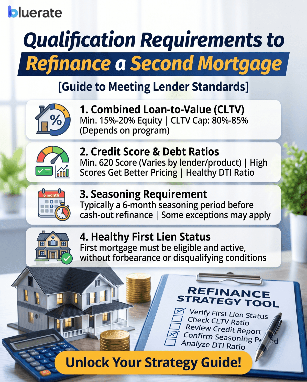 Qualification Requirements to Refinance a Second Mortgage