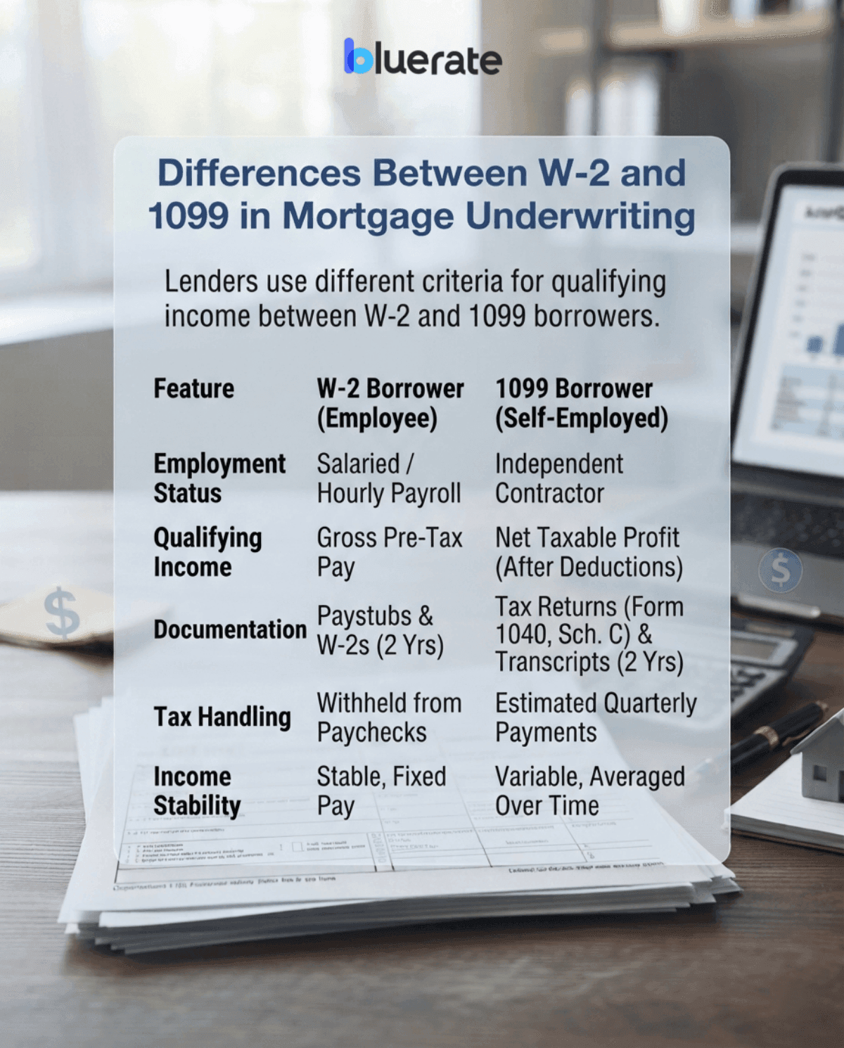 Differences Between W-2 and 1099 in Mortgage Underwriting